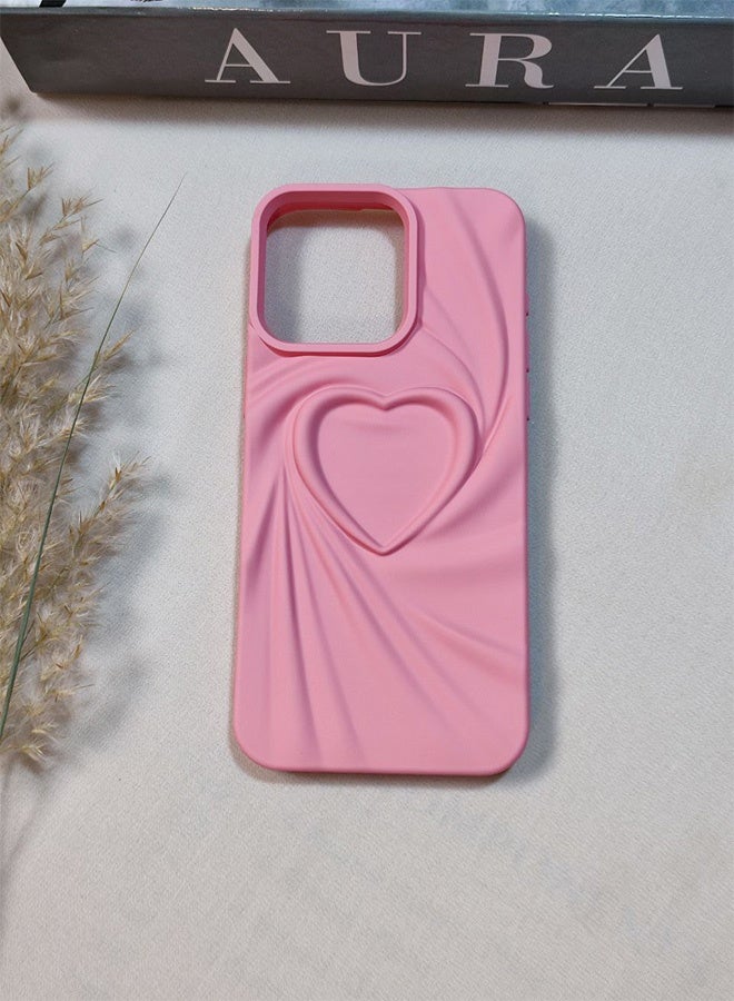 Silicone Case Compatible With Iphone 15 Pro Max, Shockproof And Scratch-Resistant Silicone Case With A Beautiful 3D Heart Design, For Iphone 15 Pro Max - Pink - Image 4